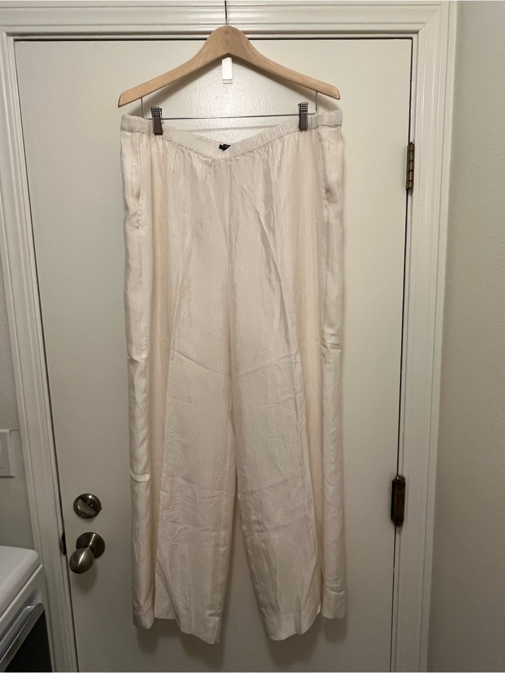 Wide-Leg Cream Drapey Pants